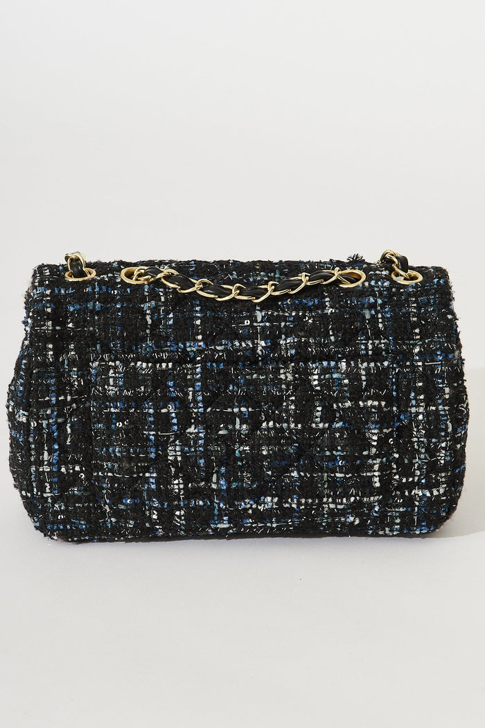 August + Delilah Louise Bag In Navy And Black Tweed - back