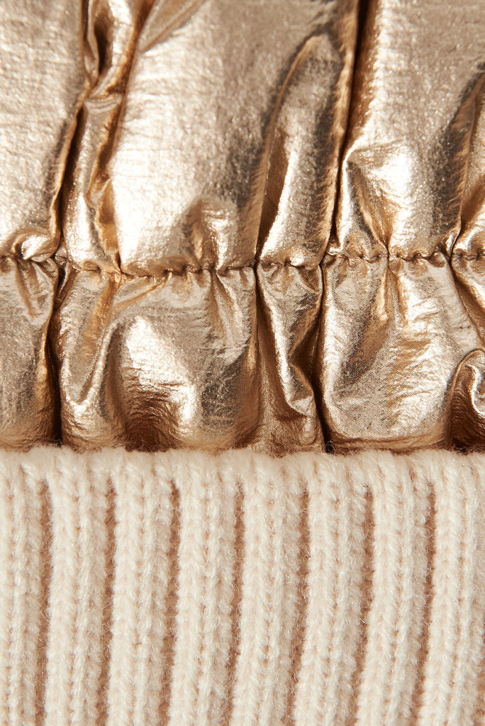 August + Delilah Manon Knit Beanie In Gold - detail