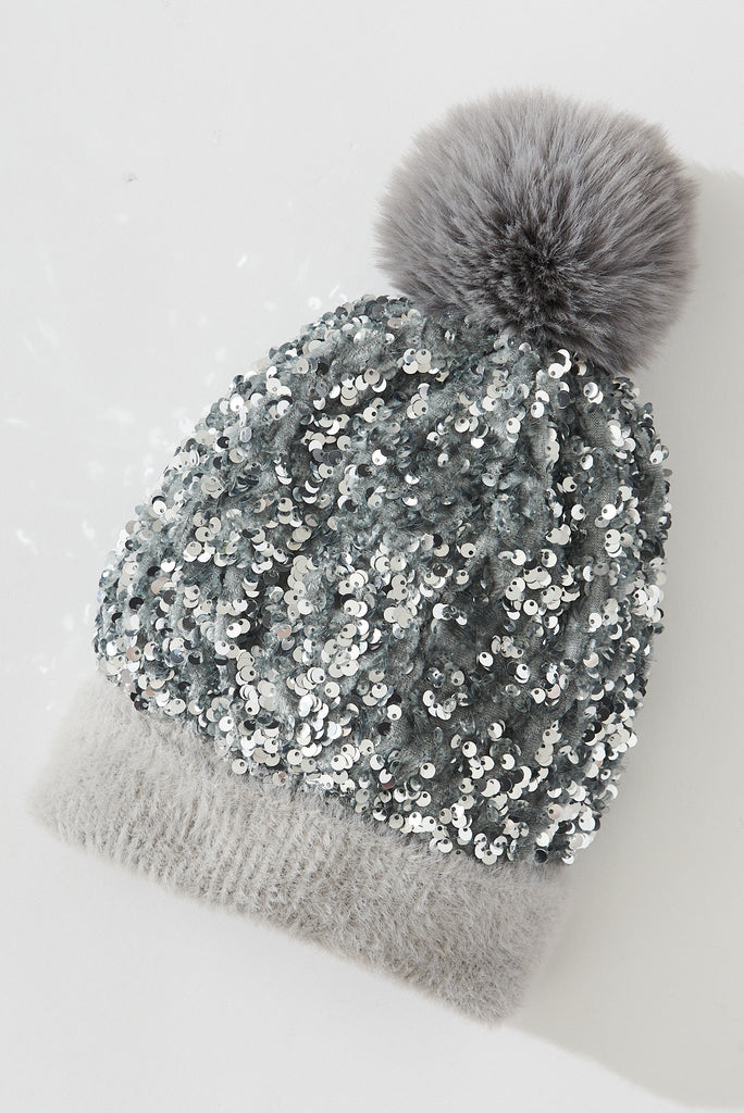 August + Delilah Figuera Knit Beanie In Grey Sequin - St Frock (Dev)