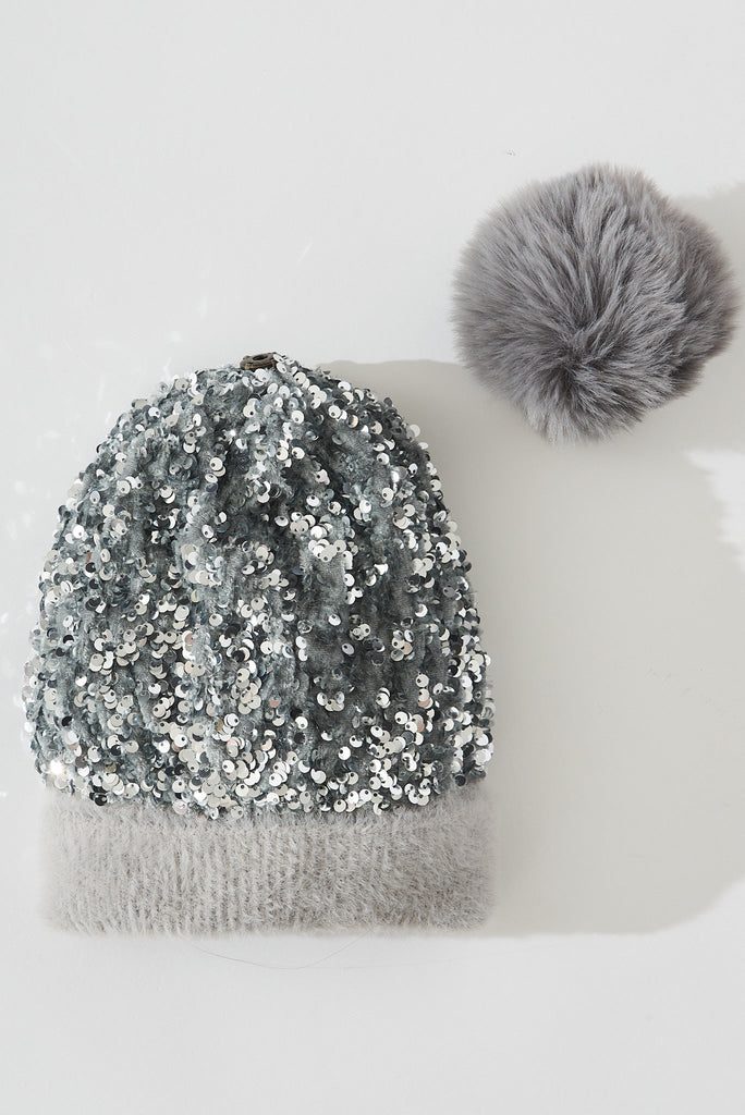 August + Delilah Figuera Knit Beanie In Grey Sequin - St Frock (Dev)