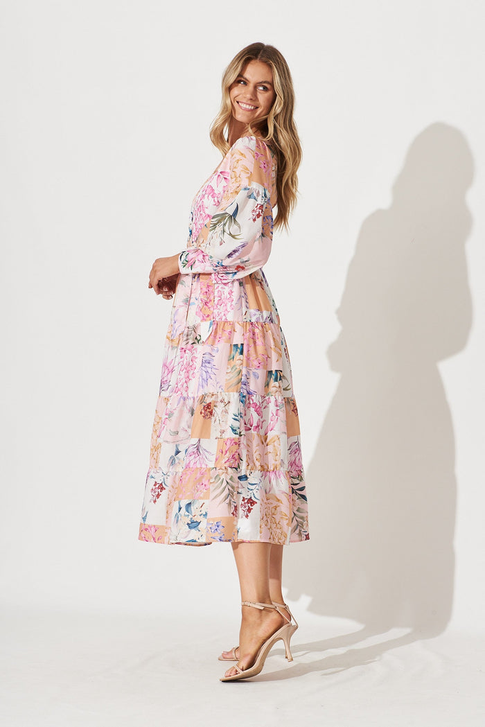 Hoffman Maxi Wrap Dress In Rust Patch Floral - side