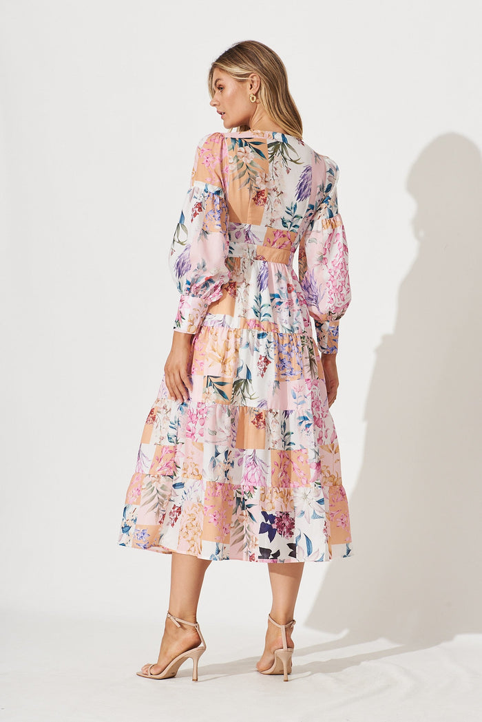 Hoffman Maxi Wrap Dress In Rust Patch Floral - back