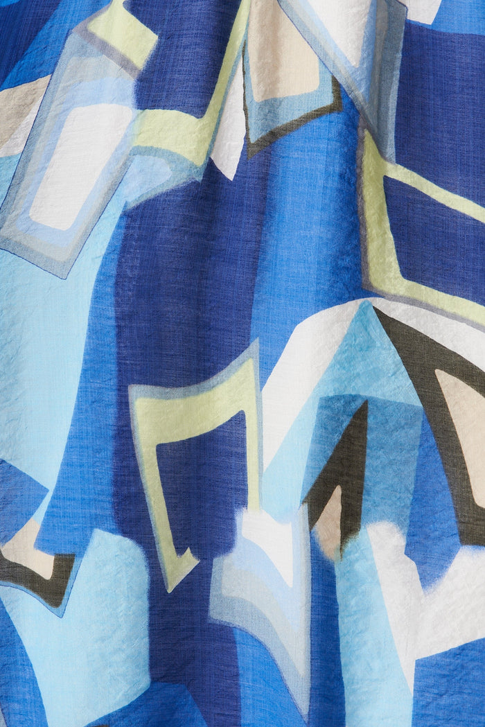 Lyford Maxi Dress In Blue Geometric Print - fabric
