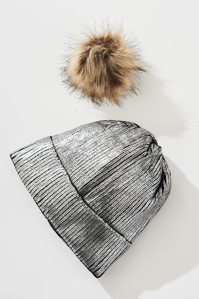 August + Delilah Interlaken Knit Beanie In Silver - St Frock (Dev)