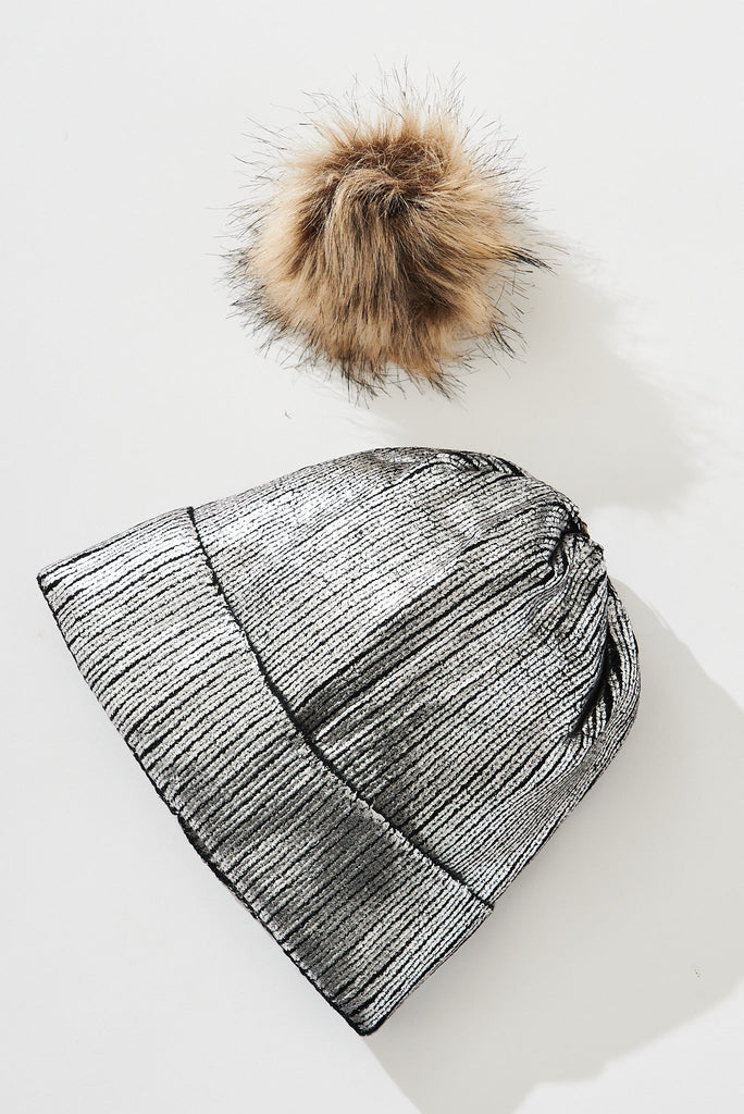 August + Delilah Interlaken Knit Beanie In Silver - St Frock (Dev)