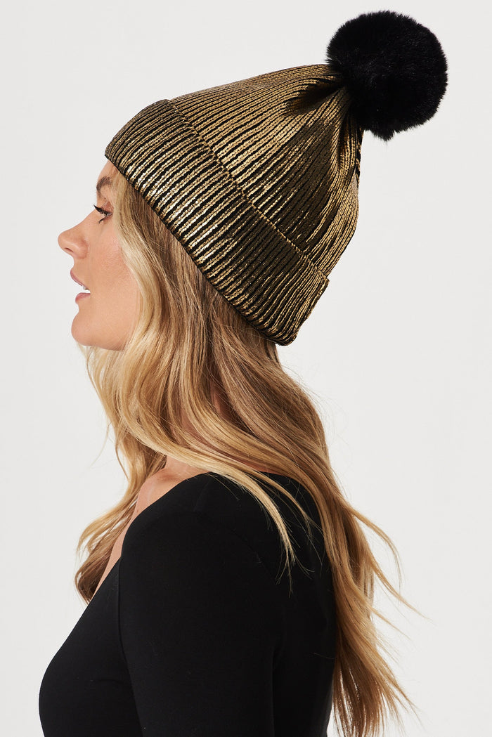 August + Delilah Lugano Knit Beanie In Gold - St Frock (Dev)