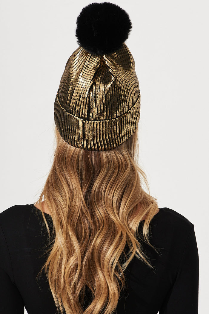 August + Delilah Lugano Knit Beanie In Gold - St Frock (Dev)