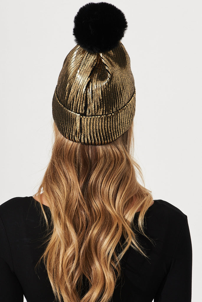 August + Delilah Lugano Knit Beanie In Gold - St Frock (Dev)