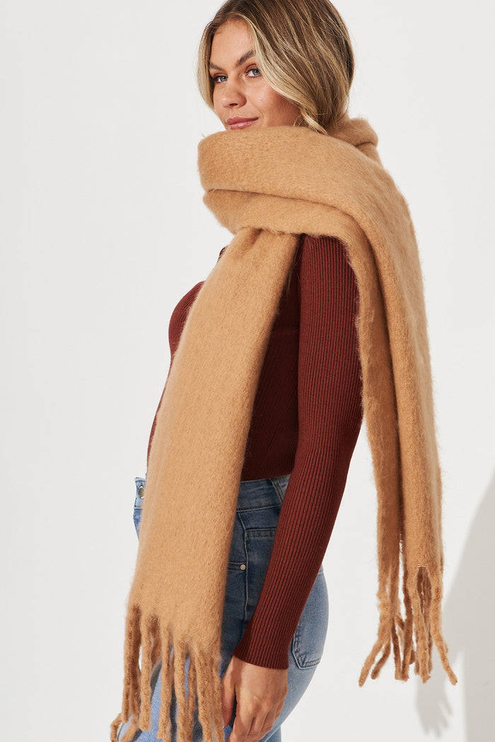 August + Delilah Zurich Knit Scarf In Brown - side
