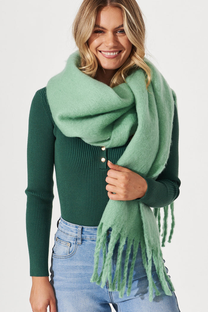 August + Delilah Zurich Knit Scarf In Green - front