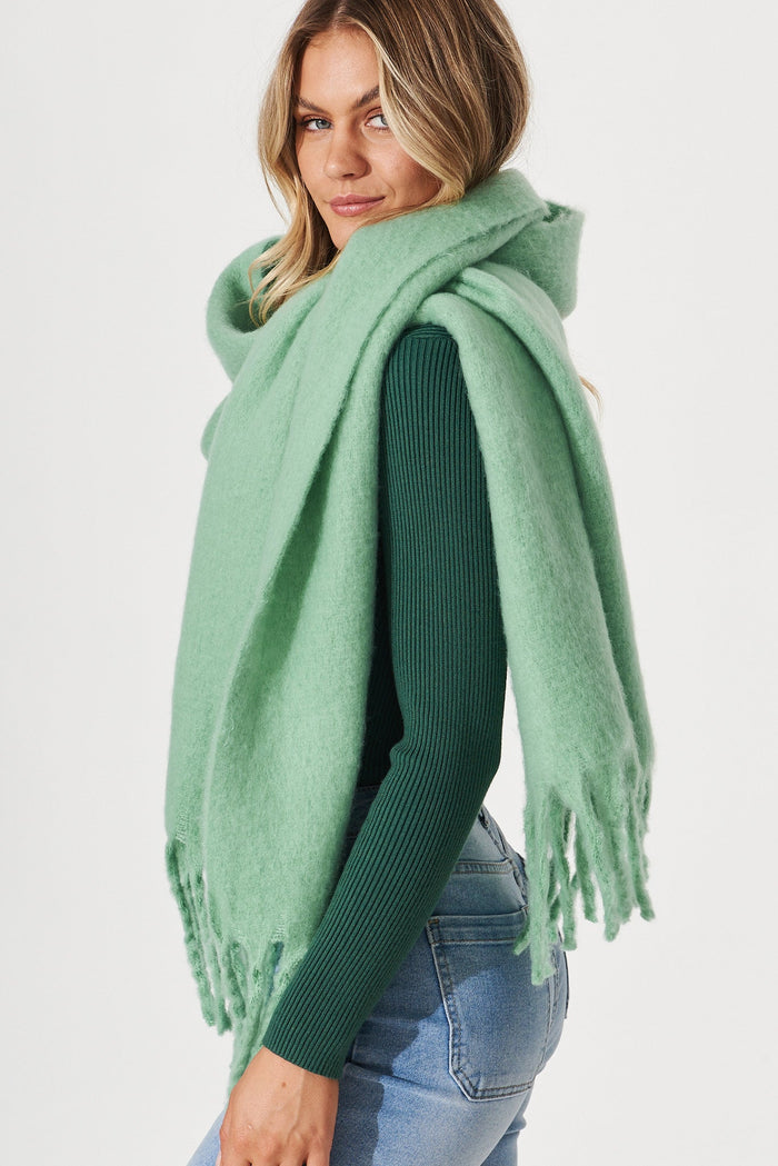 August + Delilah Zurich Knit Scarf In Green - side