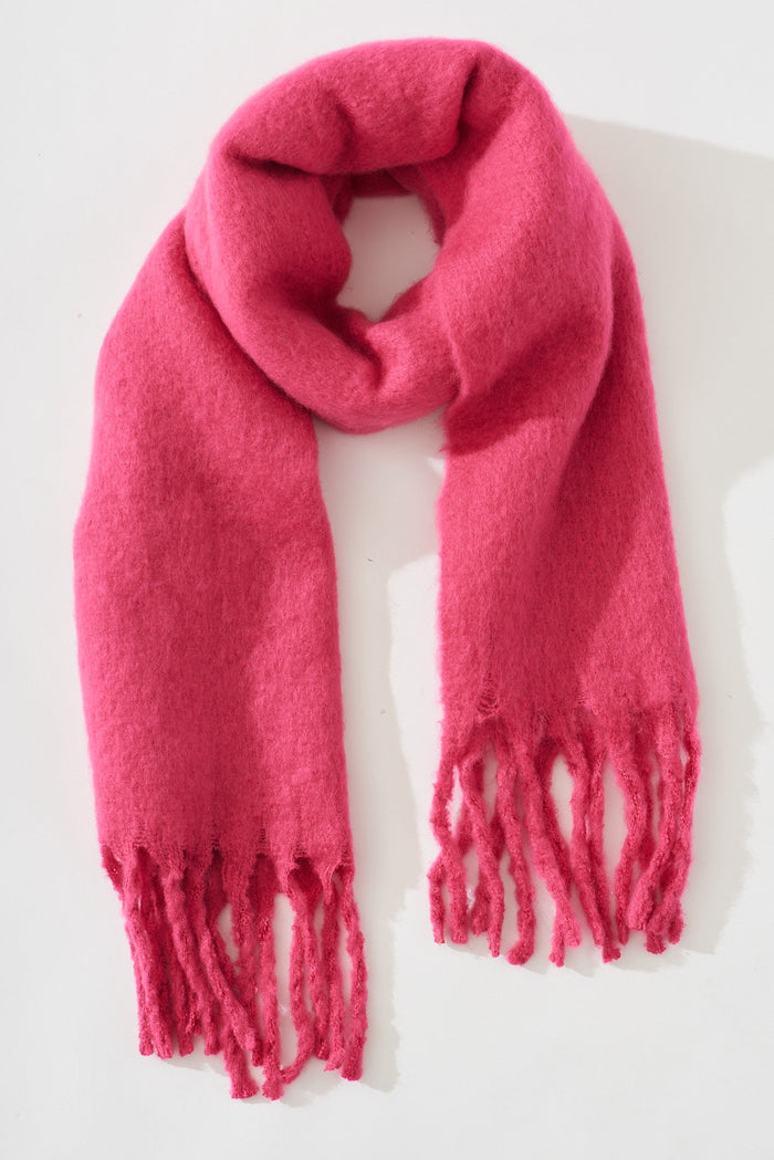 August + Delilah Zurich Knit Scarf In Pink - flatlay