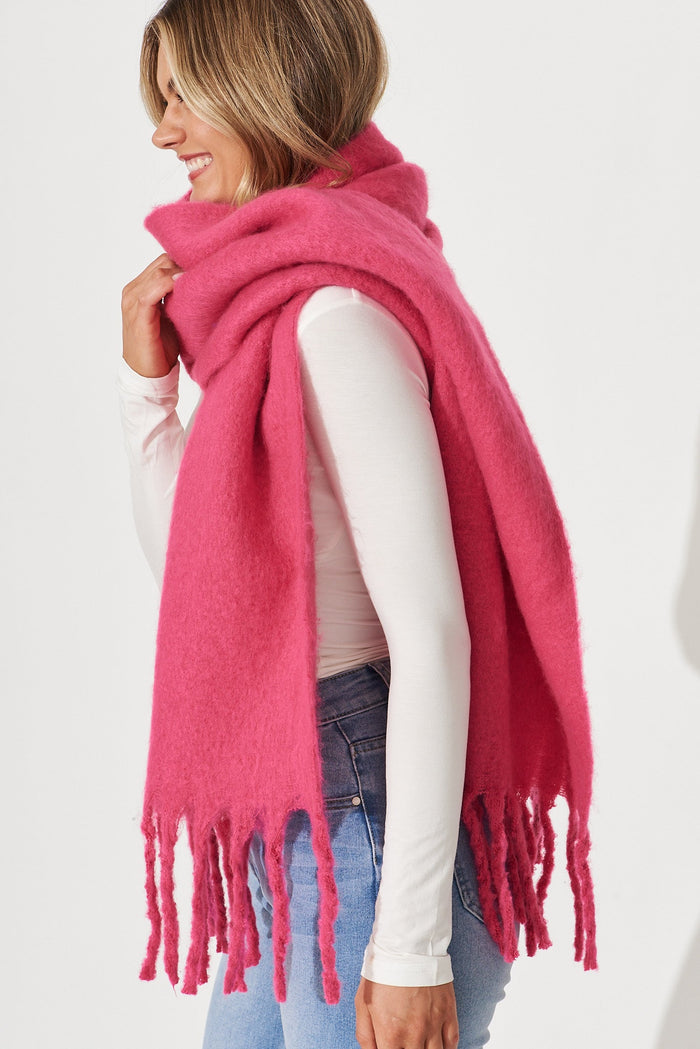 August + Delilah Zurich Knit Scarf In Pink - side
