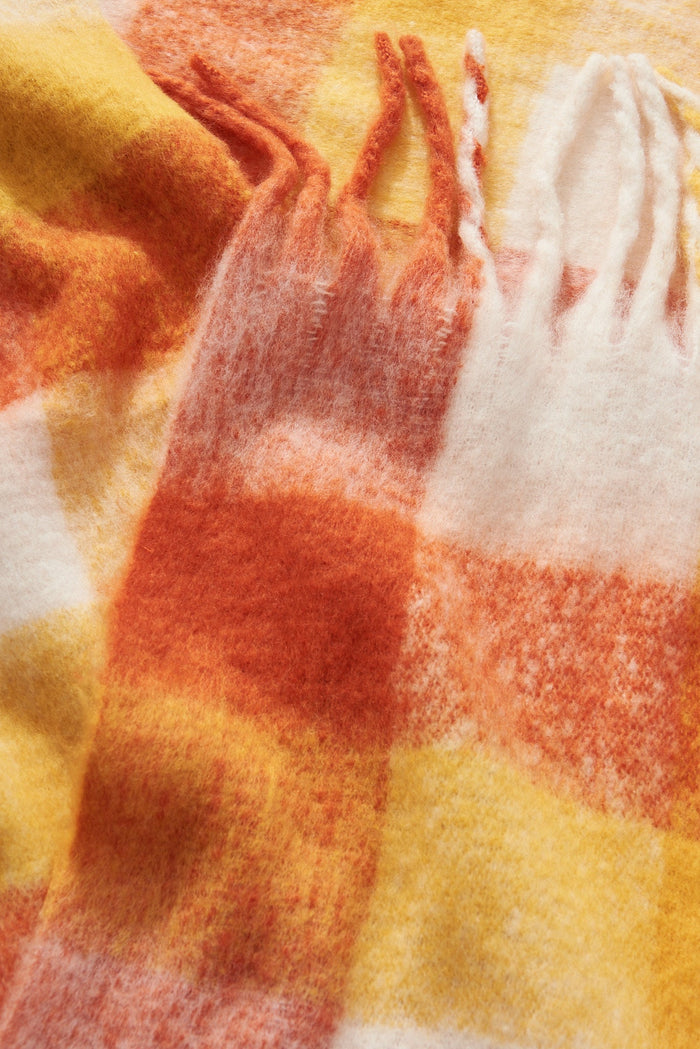 August + Delilah Brooklyn Knit Scarf In Multi Tangerine Check - fabric