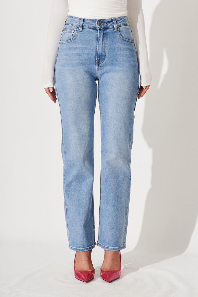 Atwood High Rise Jeans In Washed Blue Denim - St Frock (Dev)