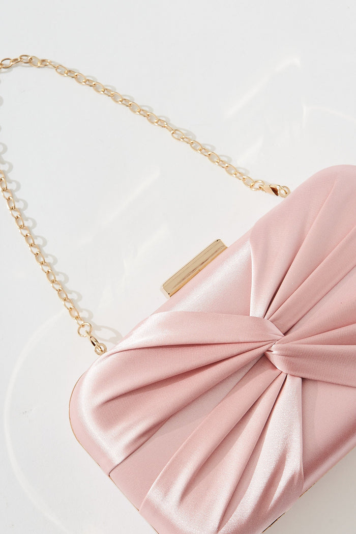 August + Delilah Paige Clutch Bag In Blush Satin - detail