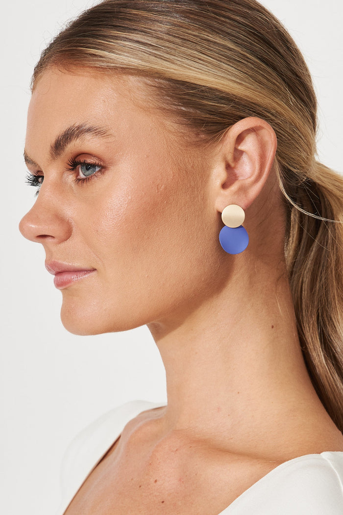 August + Delilah Gloria Earrings In Cobalt Blue - side