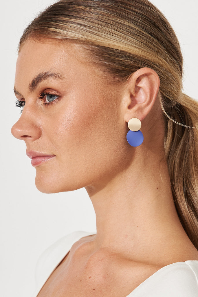 August + Delilah Gloria Earrings In Cobalt Blue - side