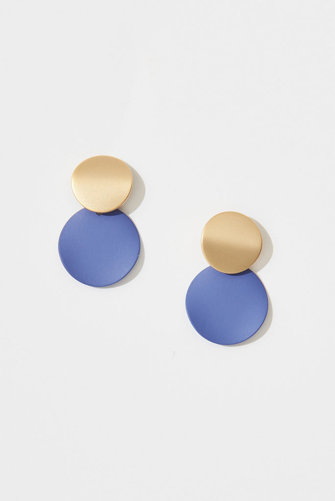 August + Delilah Gloria Earrings In Cobalt Blue - flatlay