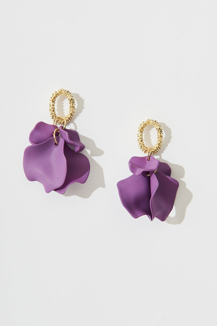 August + Delilah Gallant Earrings In Purple - flatlay