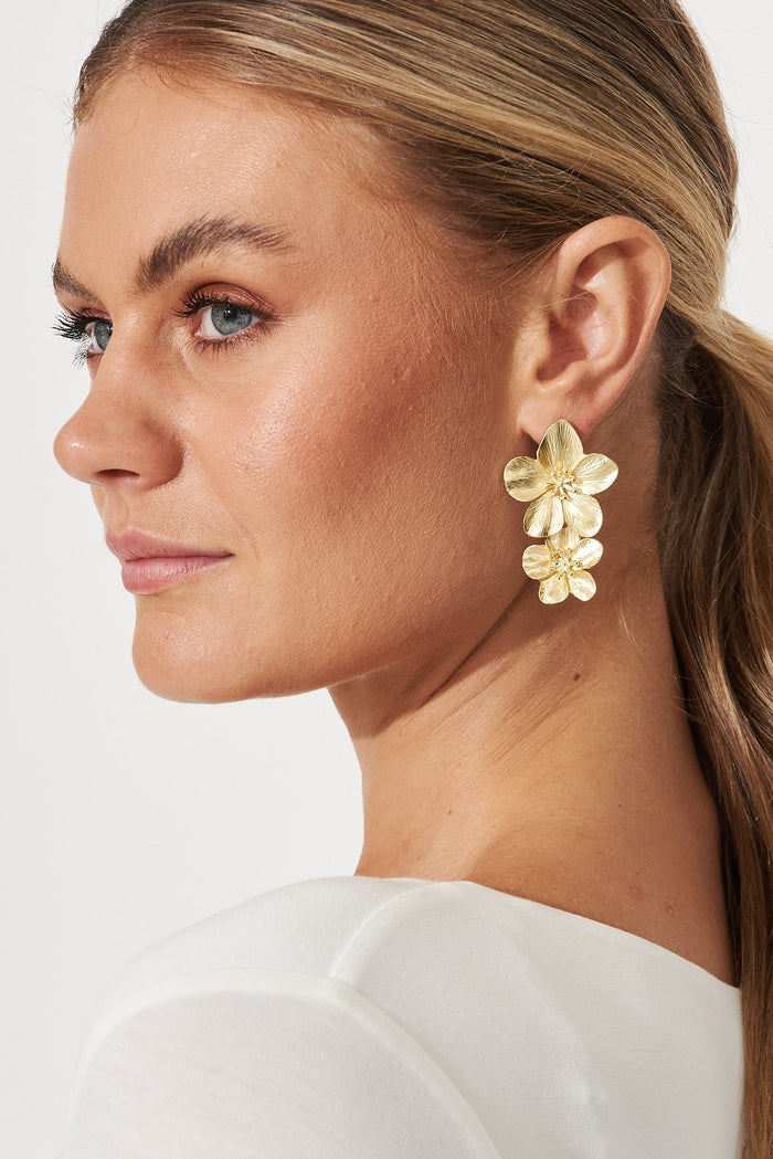 August + Delilah Nimes Drop Earrings In Gold - side