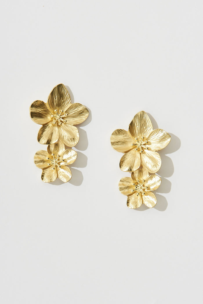August + Delilah Nimes Drop Earrings In Gold - flatlay