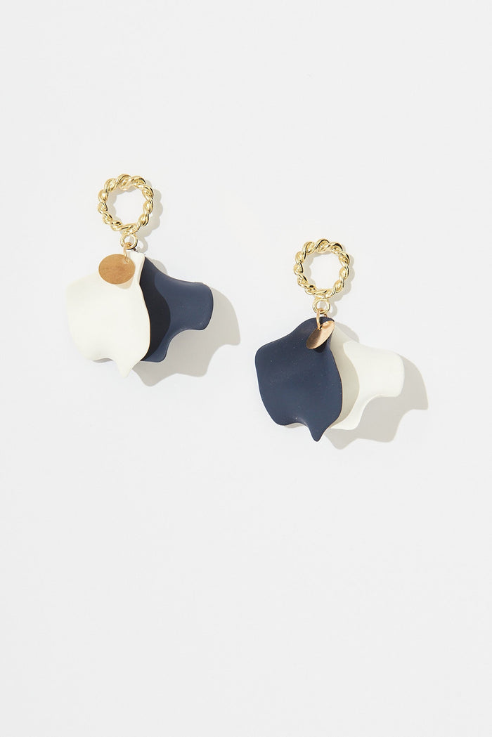 August + Delilah Isla Earrings In Navy - flatlay