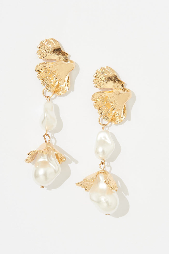 August + Delilah Kelsey Drop Earrings In Gold - flatlay