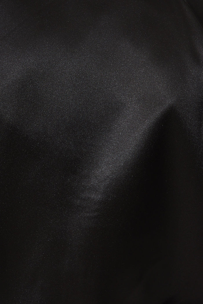 Montserrat Bomber Jacket In Black Satin - fabric