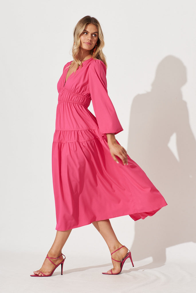 Blossom Midi Dress In Fuchsia - side
