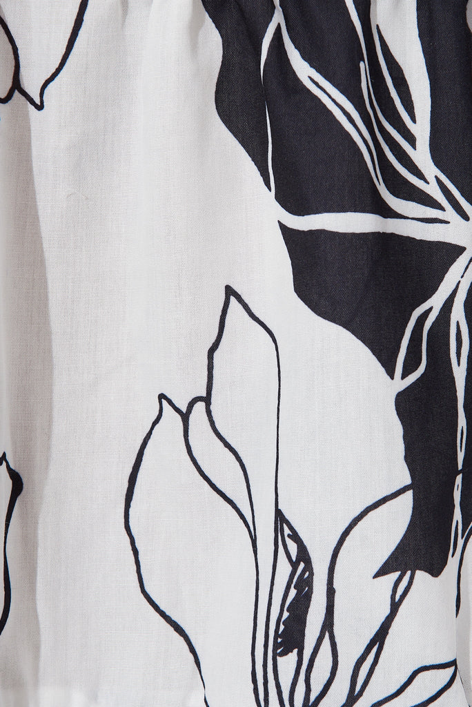 Hoffman Maxi Wrap Dress In Black And White Floral - fabric
