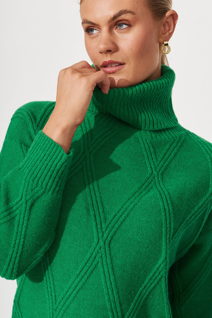 Millow Knit Dress In Green Wool Blend - detail