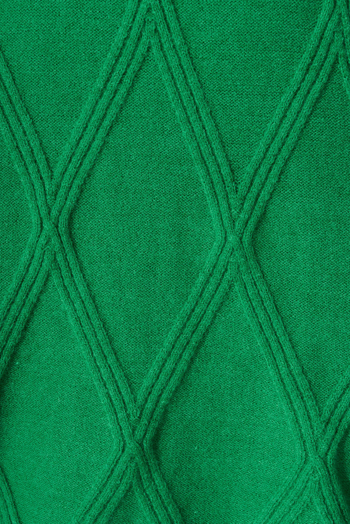 Millow Knit Dress In Green Wool Blend - fabric