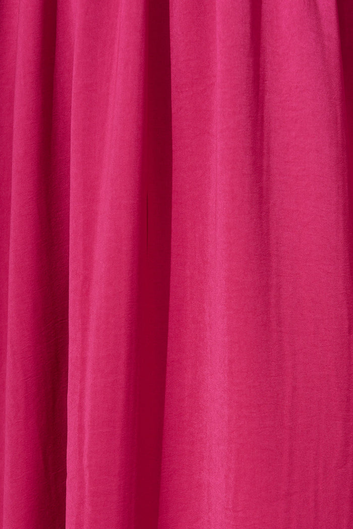Magnetic Maxi Dress In Fuchsia Satin - fabric