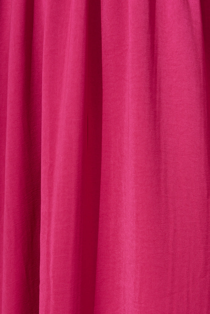 Magnetic Maxi Dress In Fuchsia Satin - fabric