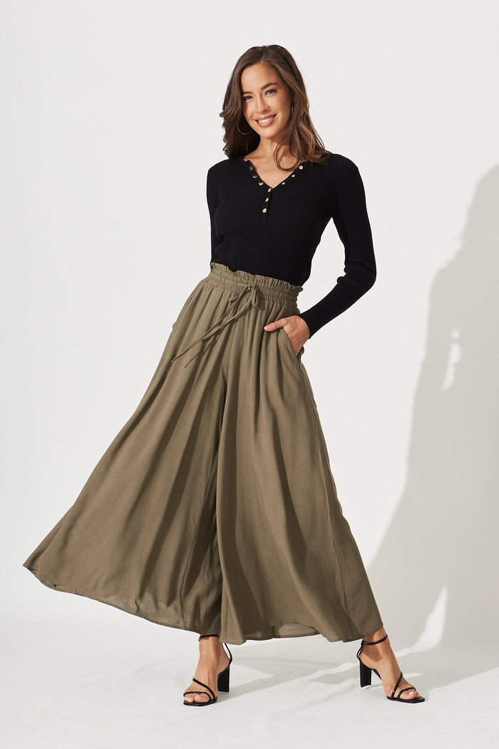 Mariah Pant Petite In Khaki - full length