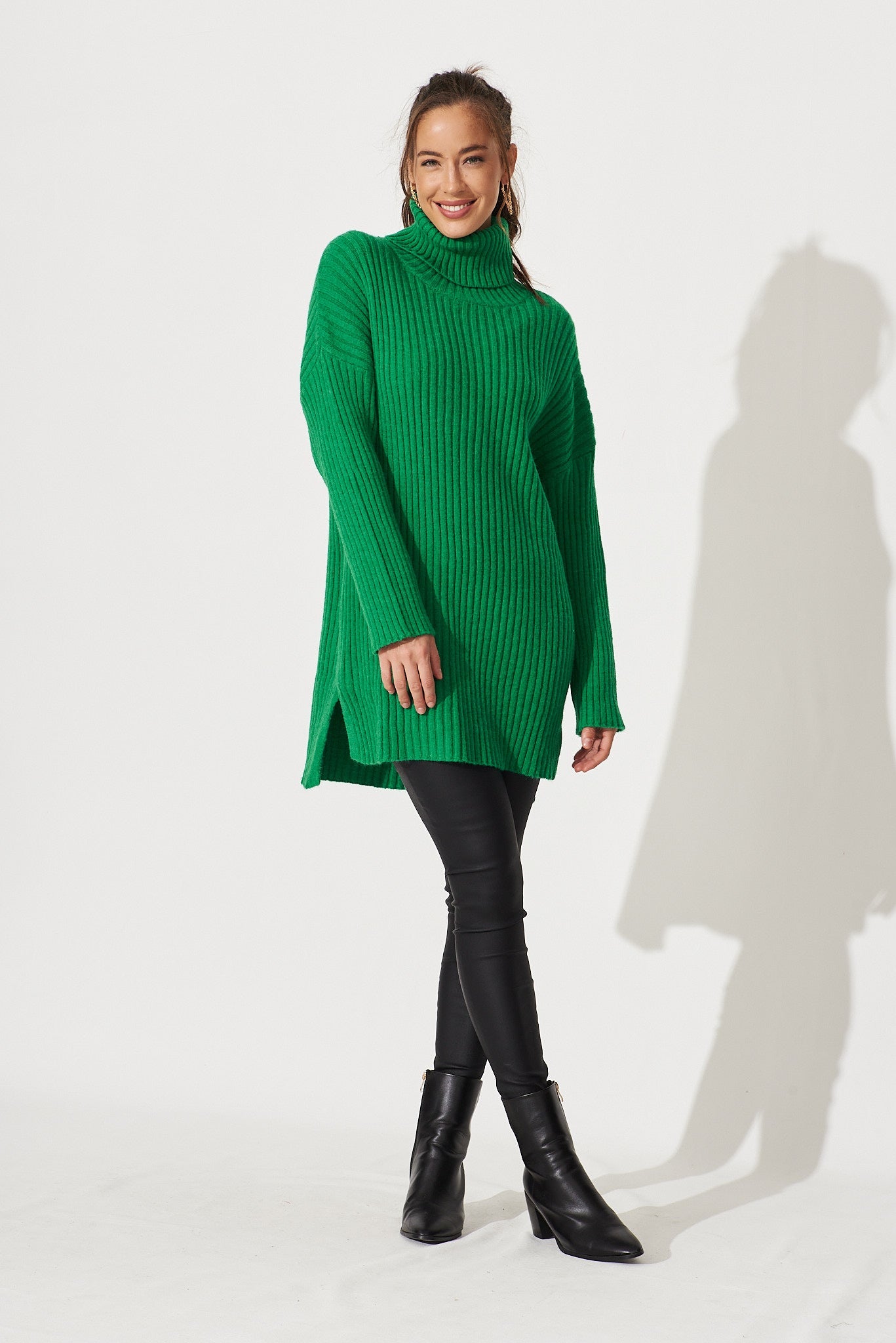 Gibbs Knit In Green Wool Blend - full length