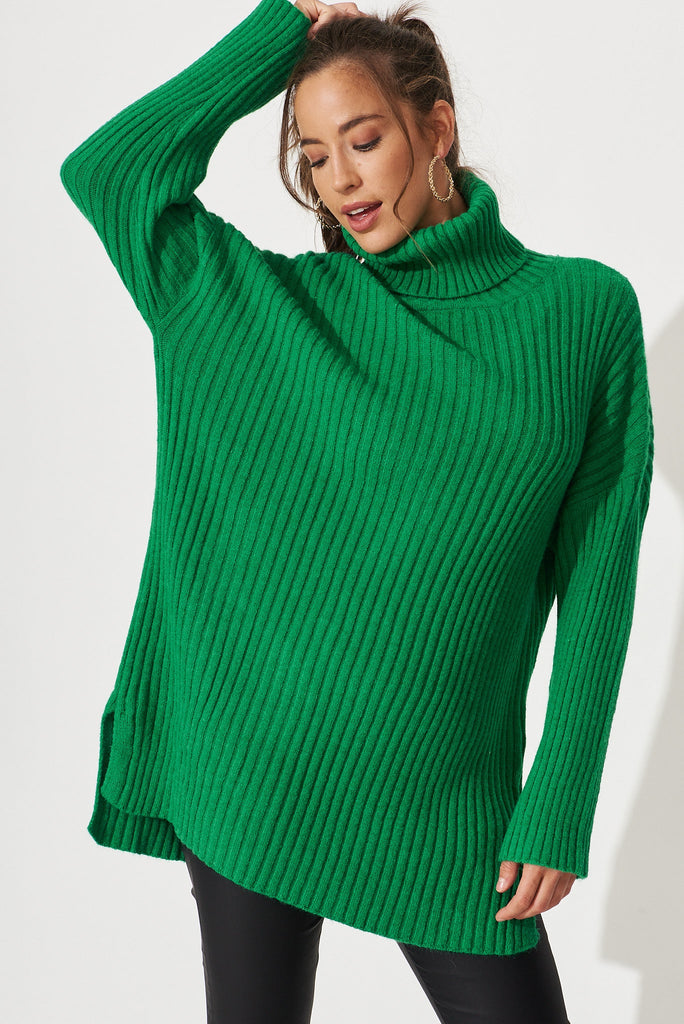 Gibbs Knit In Green Wool Blend - front