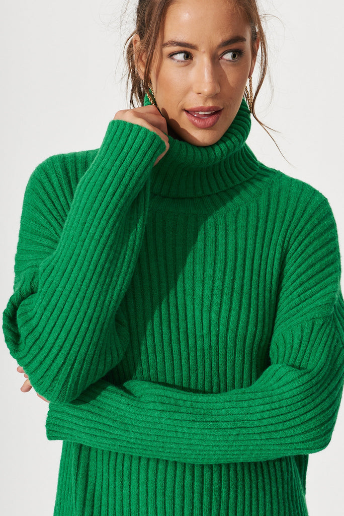Gibbs Knit In Green Wool Blend - detail