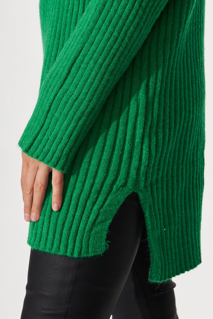 Gibbs Knit In Green Wool Blend - detail
