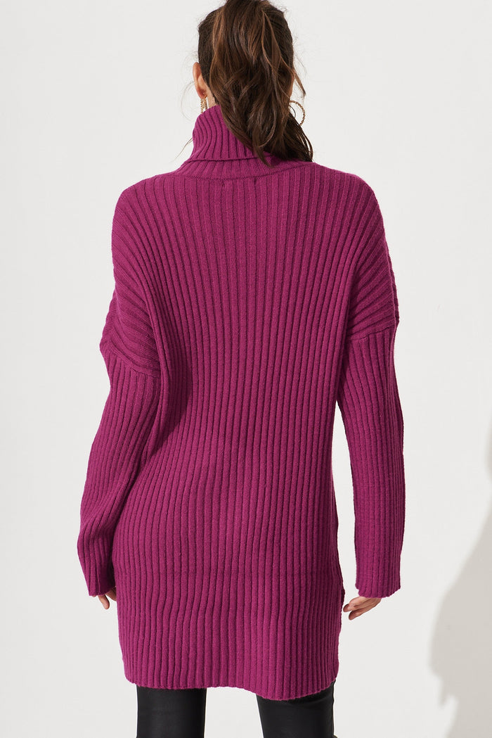 Gibbs Knit In Magenta Wool Blend - back