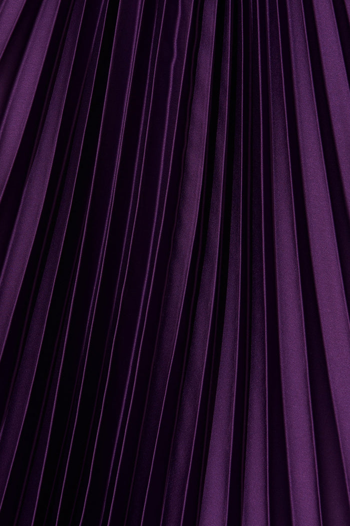 Anetta Midi Dress In Pleated In Purple Satin - St Frock (Dev)