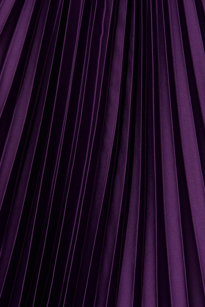 Anetta Midi Dress In Pleated In Purple Satin - St Frock (Dev)