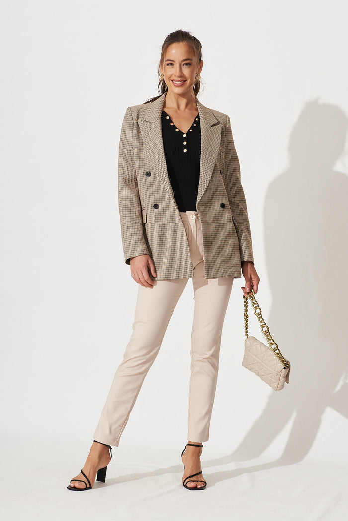 Strasbourg Pant In Sand Cotton Blend - full length