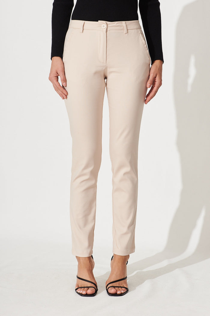 Strasbourg Pant In Sand Cotton Blend - front