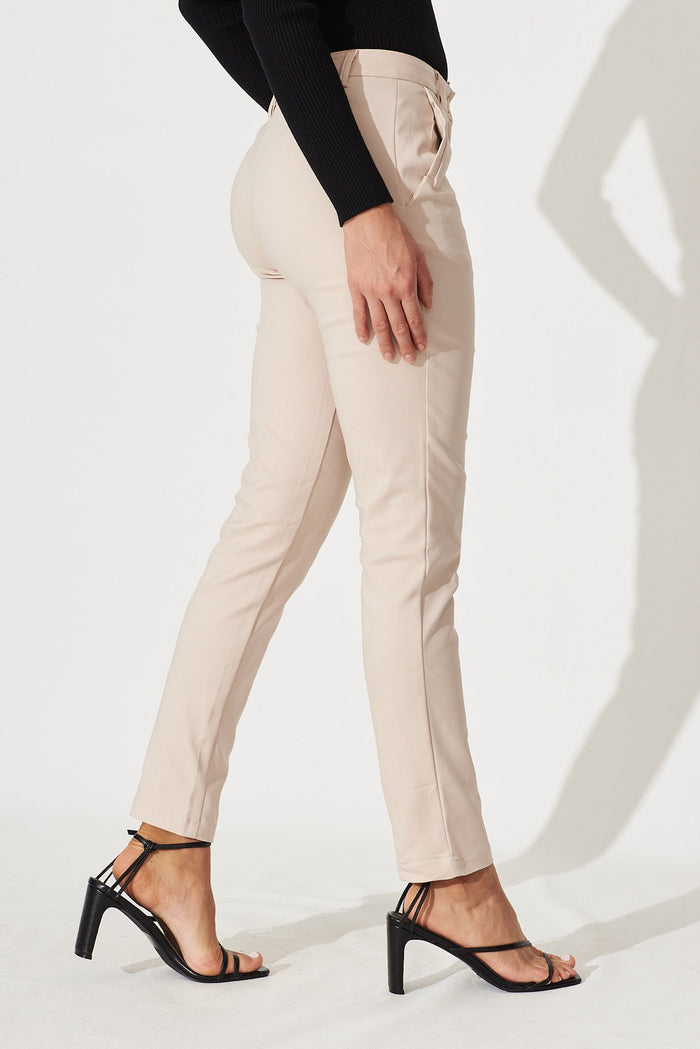 Strasbourg Pant In Sand Cotton Blend - side