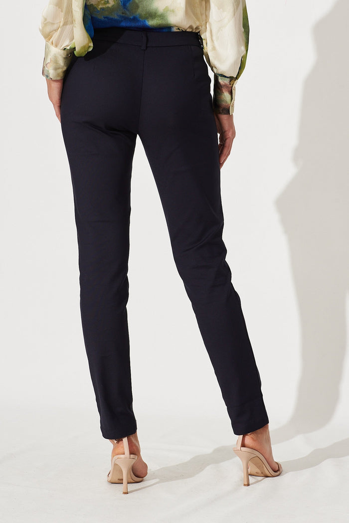 Strasbourg Pant In Navy Cotton Blend - back