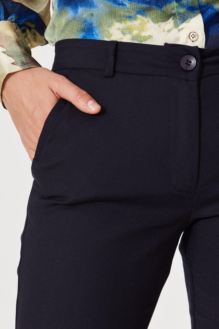 Strasbourg Pant In Navy Cotton Blend - detail