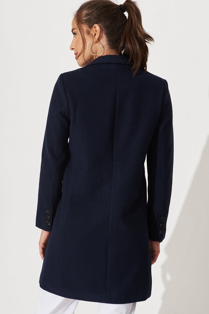 Prato Coat In Navy - back