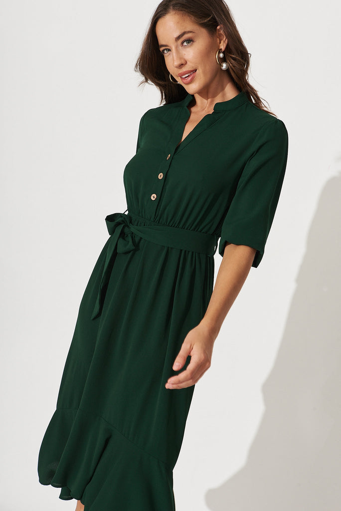 Jemimah Midi Dress In Emerald - front